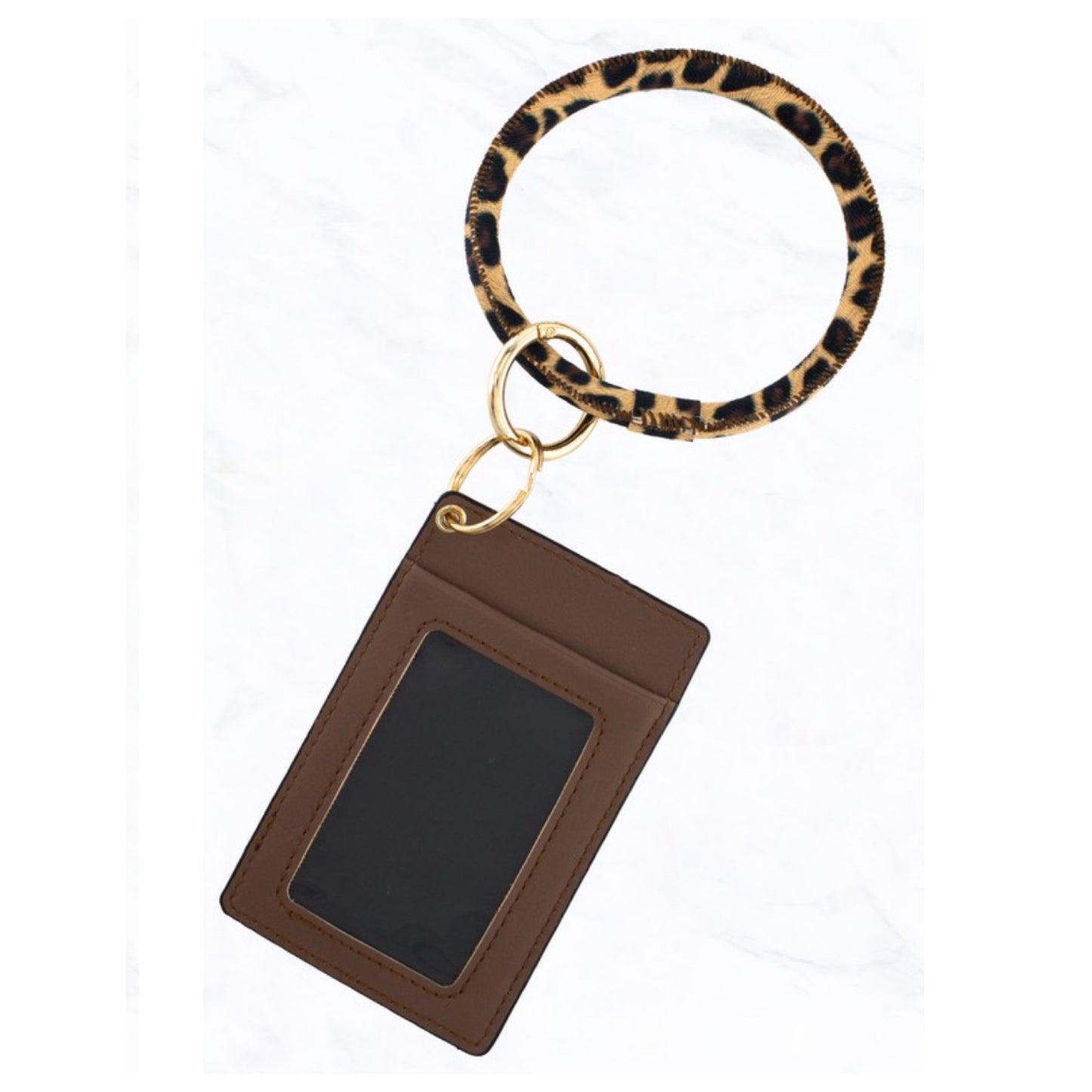 Rhinestone and Cactus Animal Print ID Card Key Chain Bracele-Wallet
