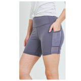 Cozy Purple Biker Athletic Shorts with Side Pocket