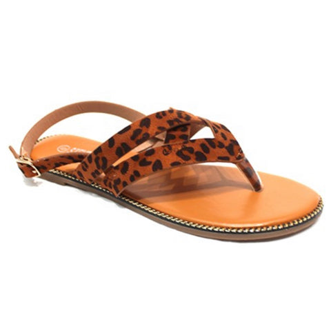 Criss Cross Buckle Strap Leopard Sandals
