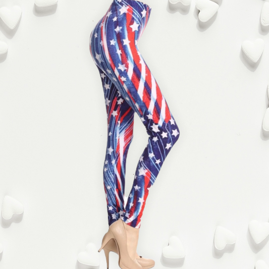 "American Pride" Red White and Blue American Flag Leggings