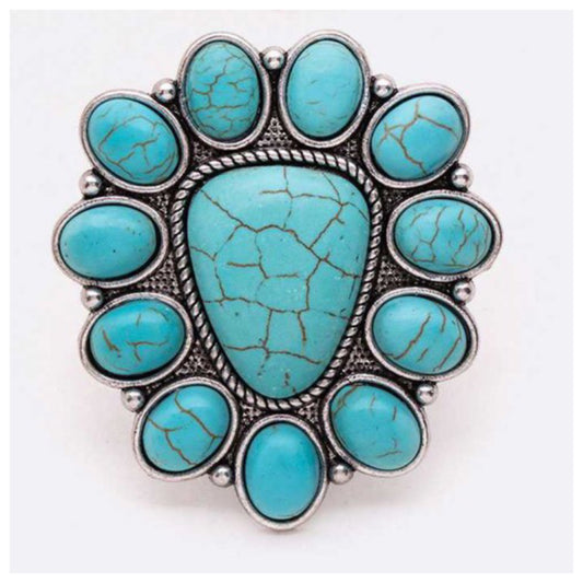 Iconic Turquoise Stone Adjustable Ring