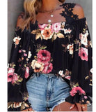 Ashlyn’s Stunning Embroidered Lace Detail Off Shoulder Floral Top-Blouse