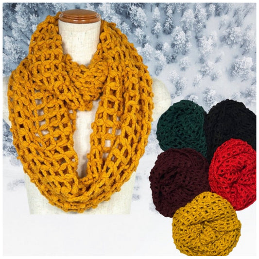 Silky Soft Open Waffle Knit Infinity Scarves-Cowl Scarf
