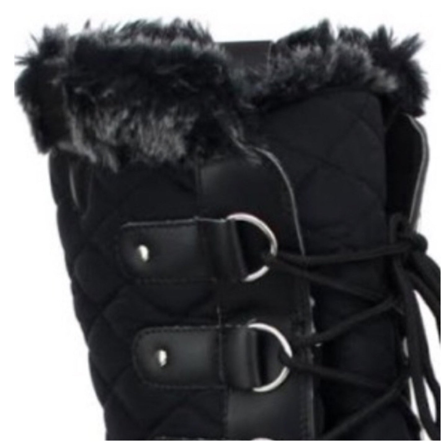 Snow Day~All Day Fur Lined Quilted Black Snow Boots