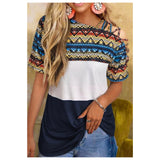 Darling Julie Drop Shoulder Aztec Color Block Top