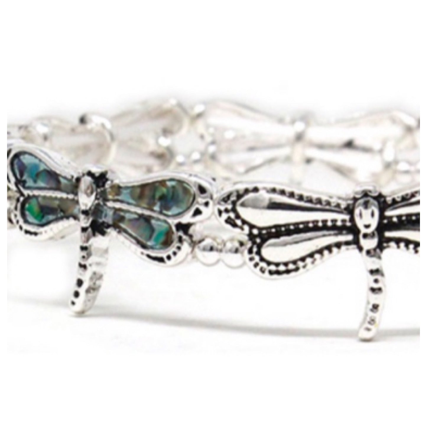 Adorable Silver and Abalone Stretch Bracelet