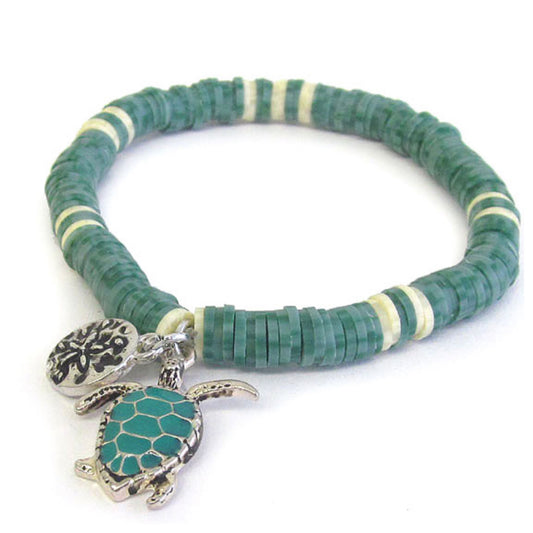 Sealife Theme Turtle Charm Stretch Bracelet