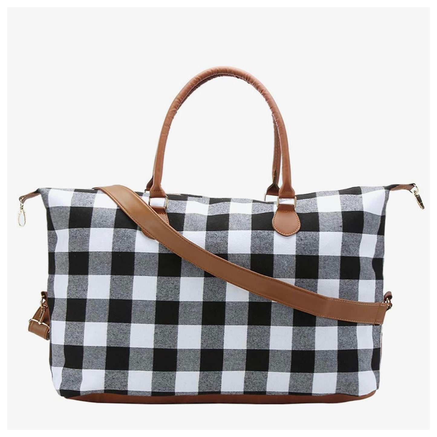 Gotta Get It! Black Buffalo Plaid XL Weekender Bag-Tote Bag-Sling Bag-Purse