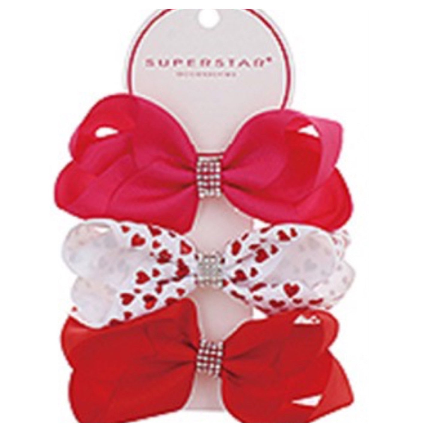 Studded Rhinestone Center 3pc Hair Bow Set