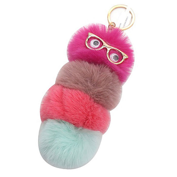 Cute Puffy Puff Bookworm Keychain Purse Charms