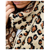 Cozy Cute Thick Knit Leopard Print with Sweater Cuff End Scarves