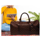 Oh YES its AMAZING! Brown Checkered Leather Duffle Bag, Tote Bag