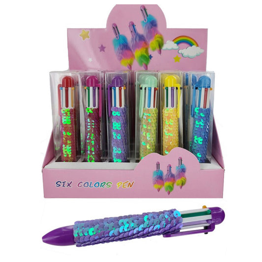 Adorable Sequin Design 6 Color Writing Pen