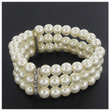 Stunning Multi Layered Crystal Accent Pearl Bracelets