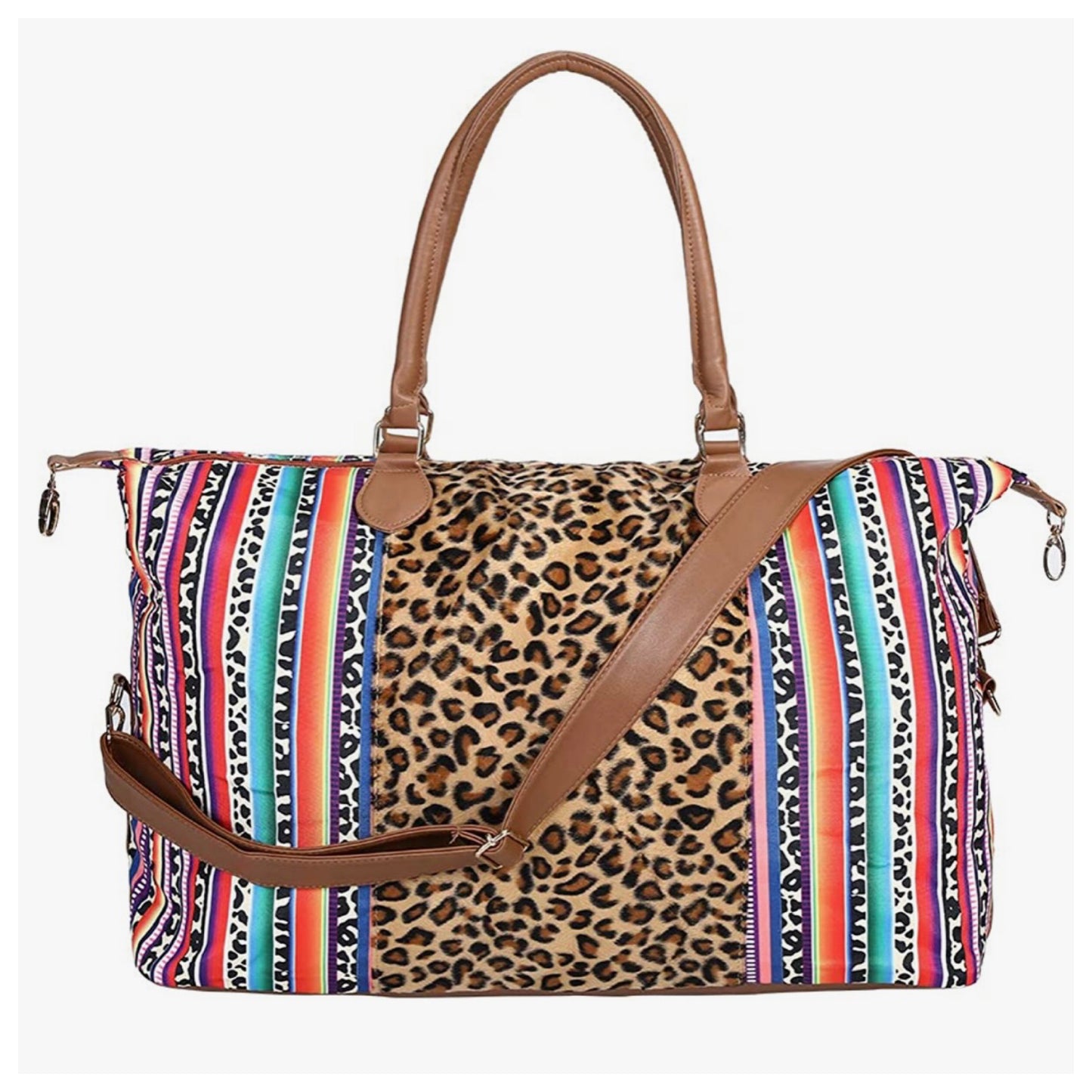Gotta Get It! Leopard Serape Print Faux Fur Huge XL Weekender Bag-Tote Bag-Purse