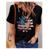 Closeout-Ashlyn’s American Flag Sunflower with Butterfly Detail Black Top