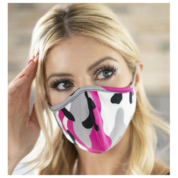 Fashion Face Wear-Fuchsia Camouflage Face Mask