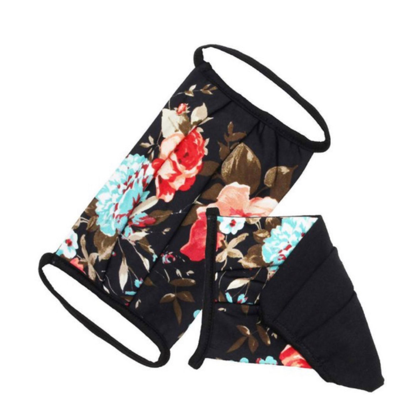 Fashion Face Wear-Black Teal Floral Mask