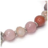 Pink Semi Precious Stone Cross Charm Stretch Bracelet