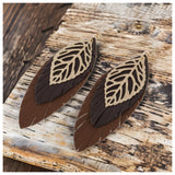 Stunning Layered Fringed Leather Leaf Earrings