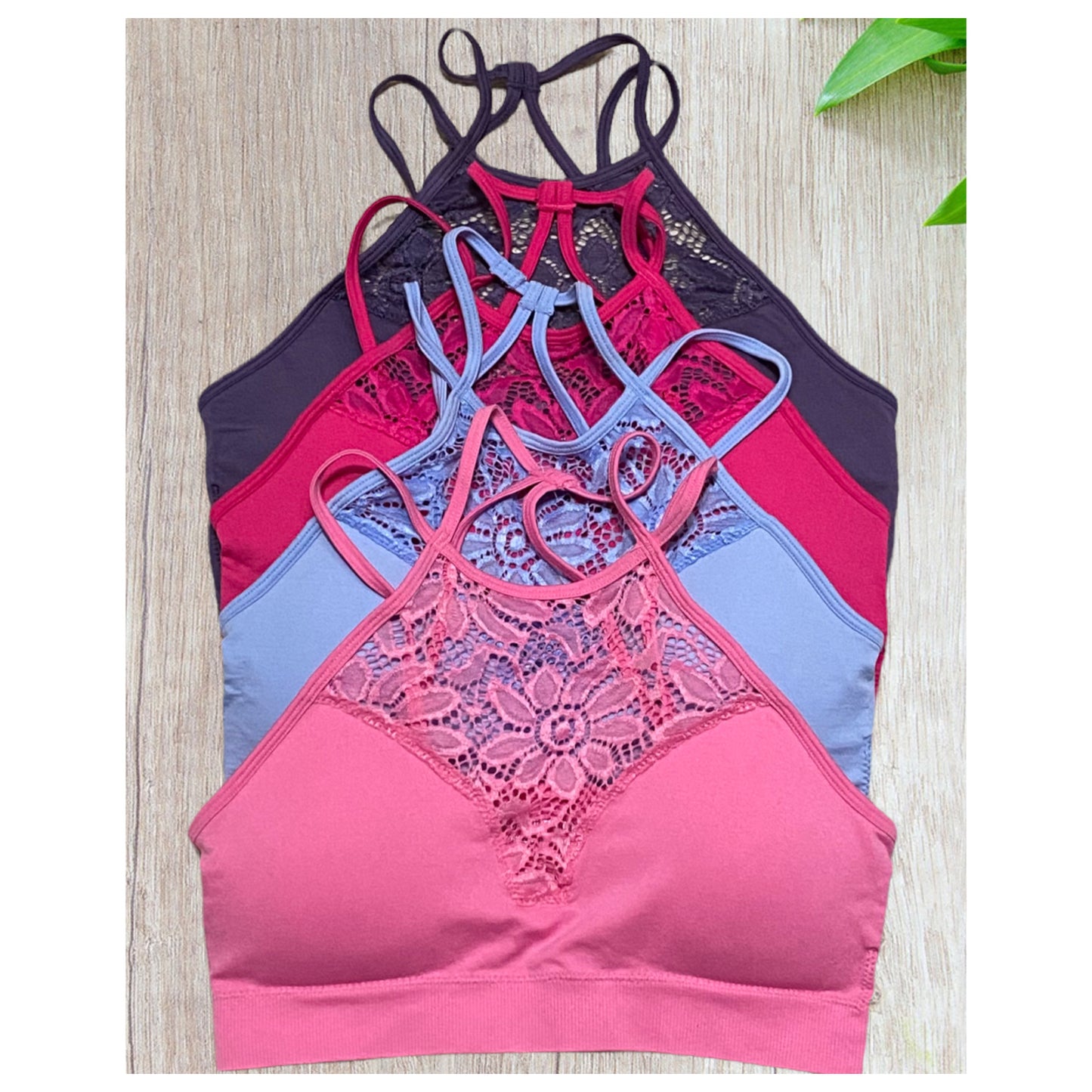 CLOSEOUT! High Neck Lace Cutout Bra, Bralettes