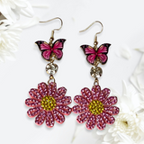 Adorable Butterfly with Sparkle Flower Drop Earrings