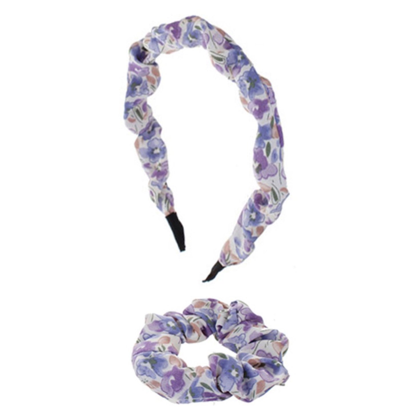 Adorable Floral Print Headband Scrunchie Set
