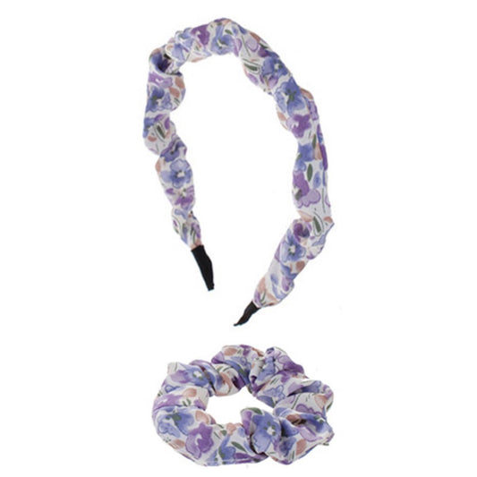 Adorable Floral Print Headband Scrunchie Set