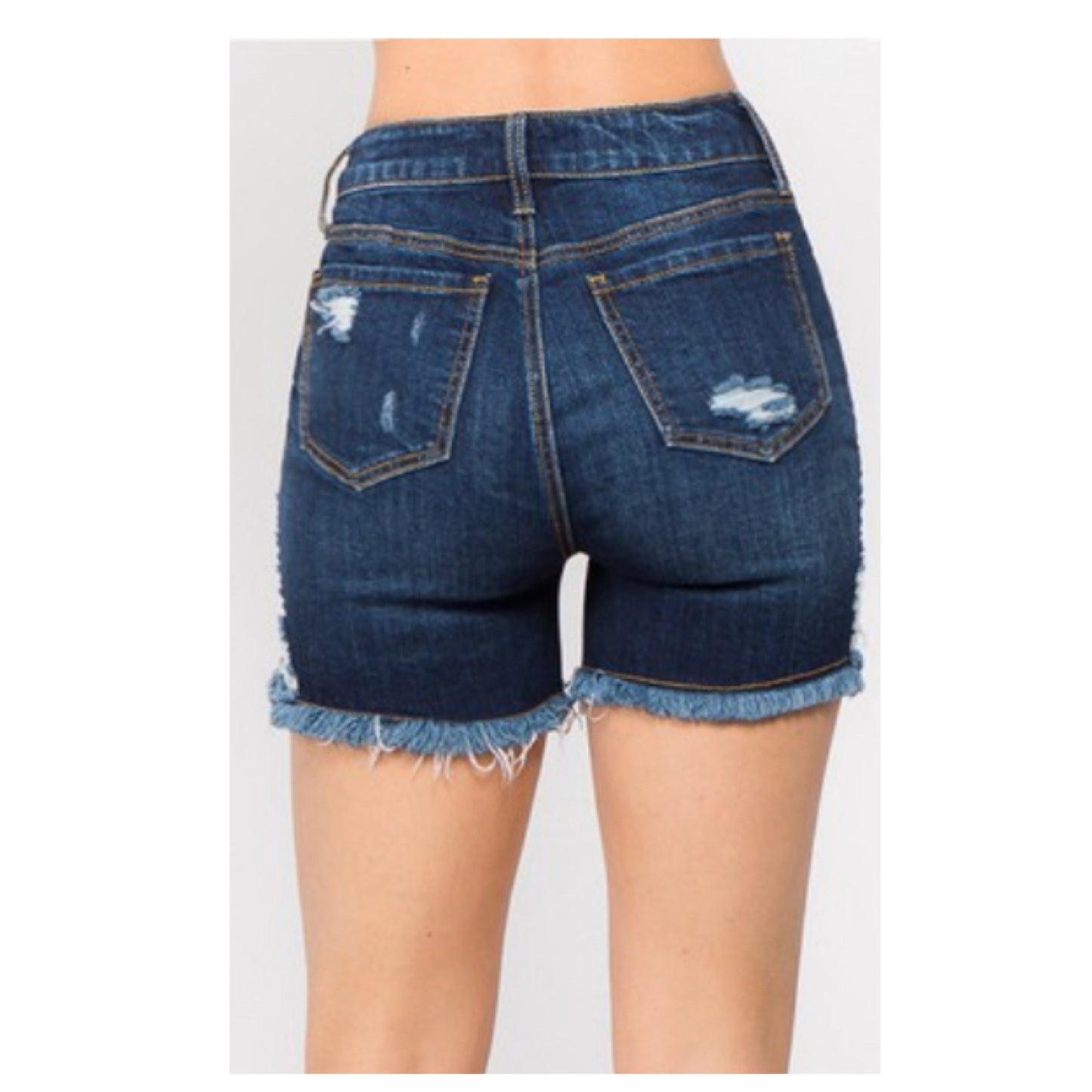 Distressed Dark Denim Plus Size Shorts