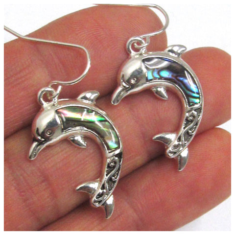 Adorable Abalone Dolphin Sea Life Earrings