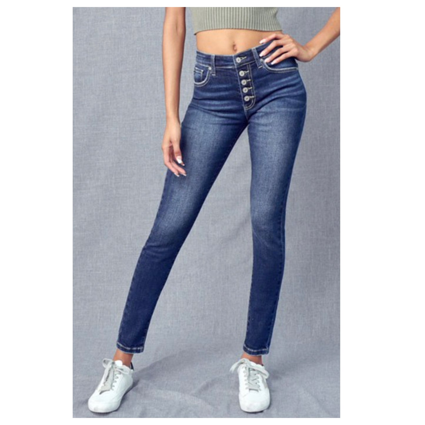 Sexy Bootie Button Fly Blue Denim KANCAN Jeans