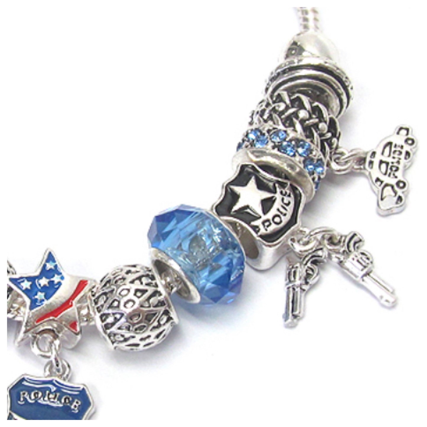 Euro Style Police Officer Charm Bracelet