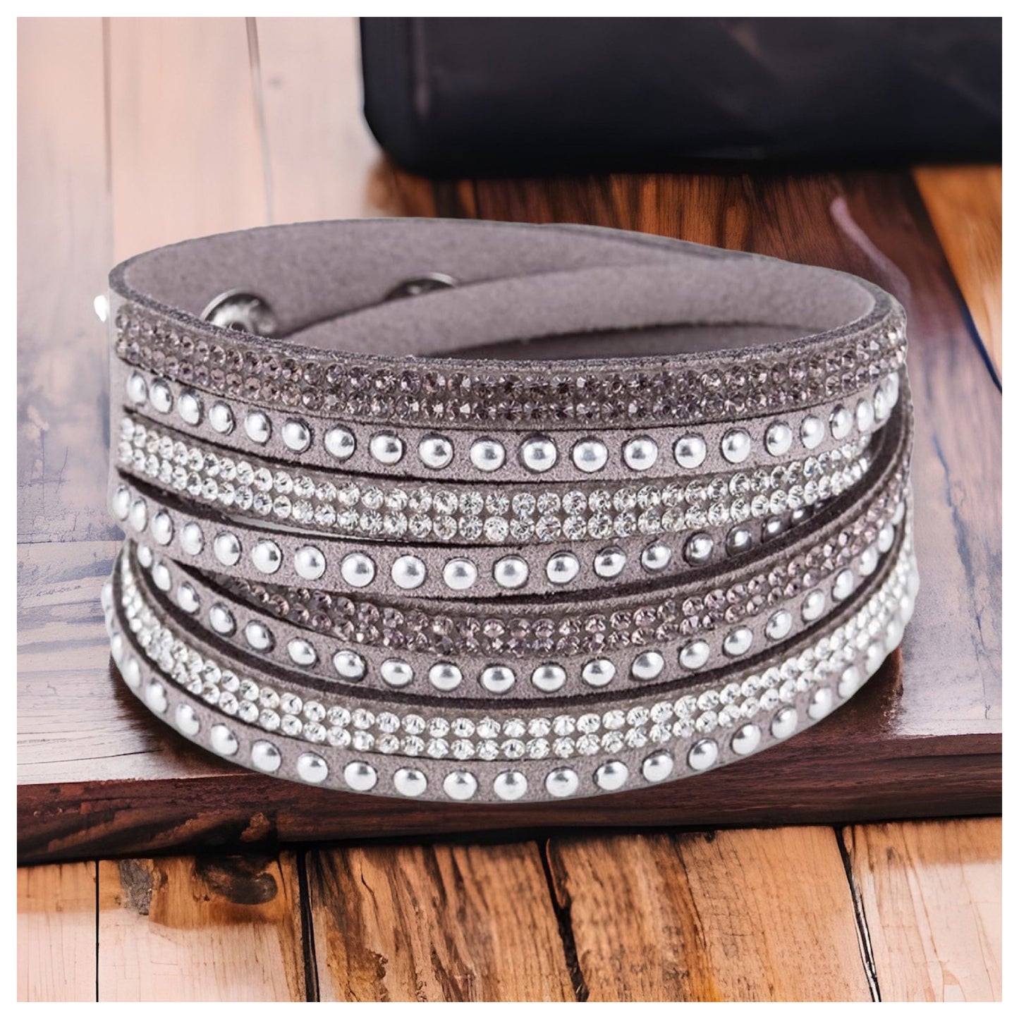 Layered Crystal Accented Wrap Around Bracelets-Jewelry