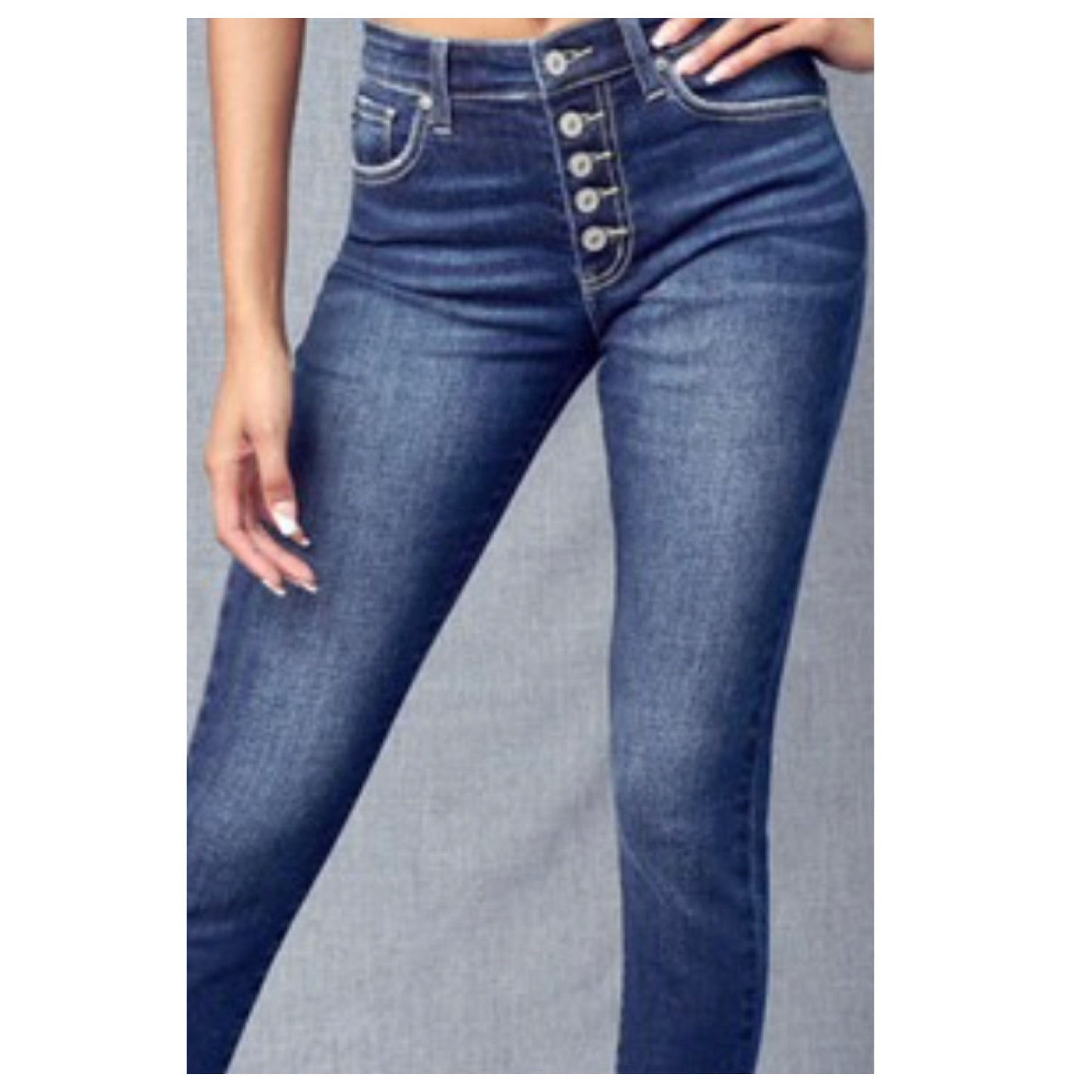 Sexy Bootie Button Fly Blue Denim KANCAN Jeans