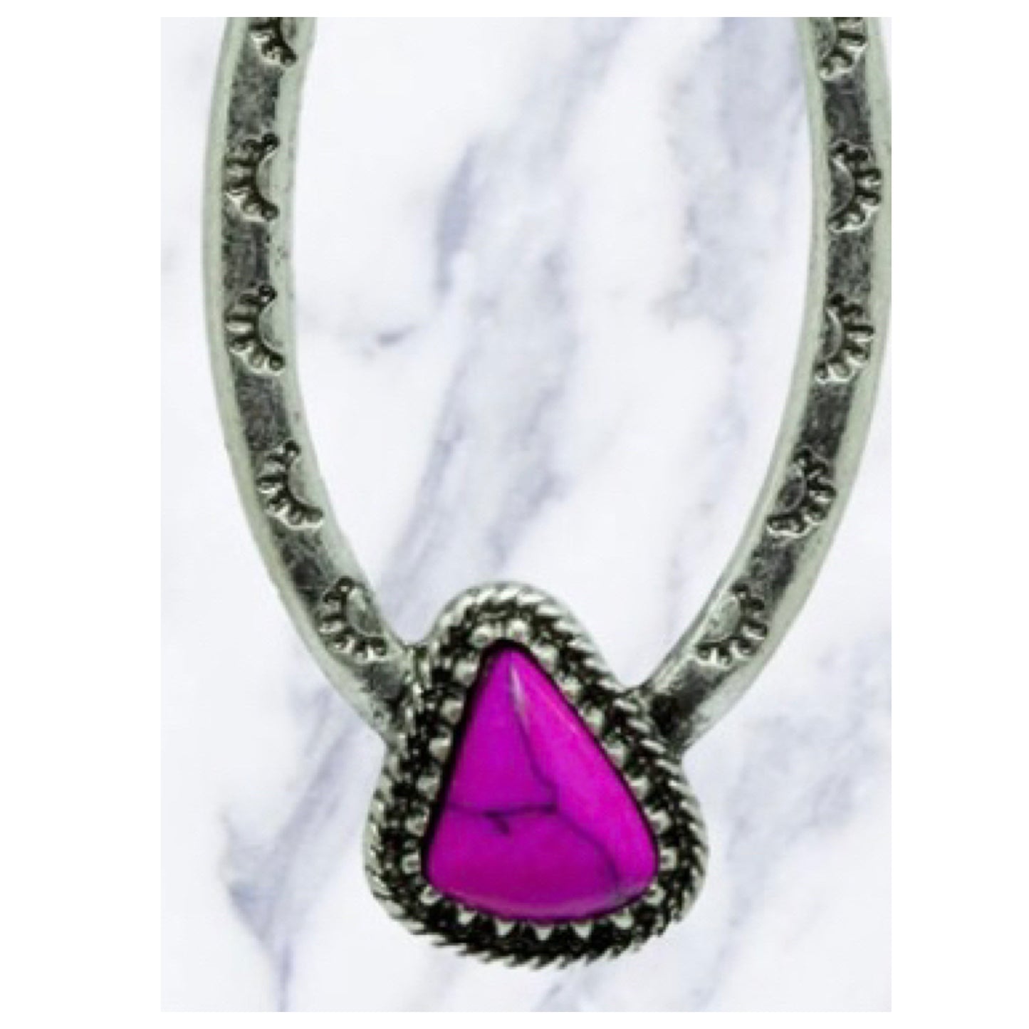 Adorable Oval Loop Silver Stone Earrings