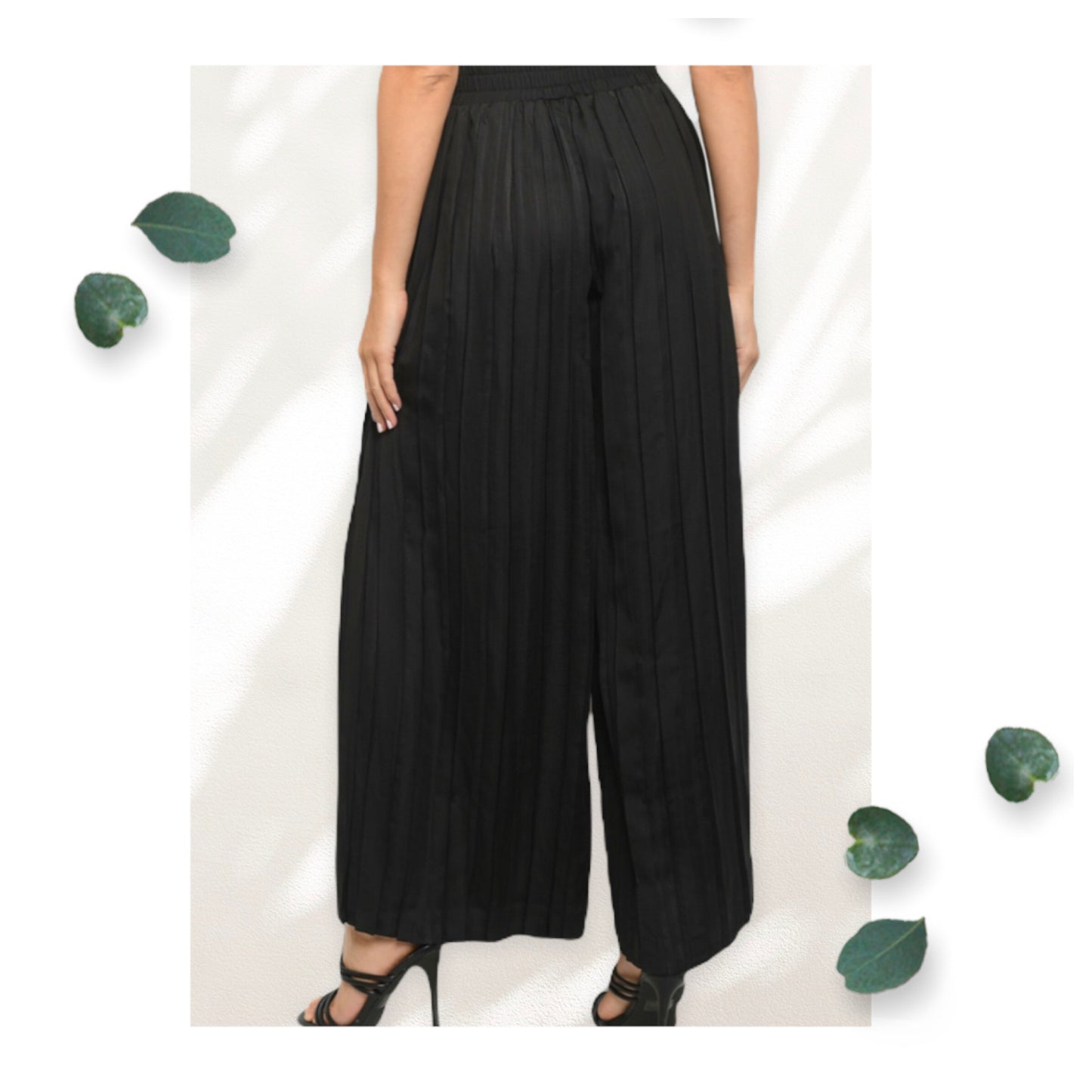 Classy Wide Leg Pleated Black Palazzo Pants!