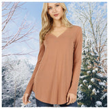 Limited Time Sale! Casually Classy Zenana V Neck Relaxed Fit Classic Basic Top-Eggshell