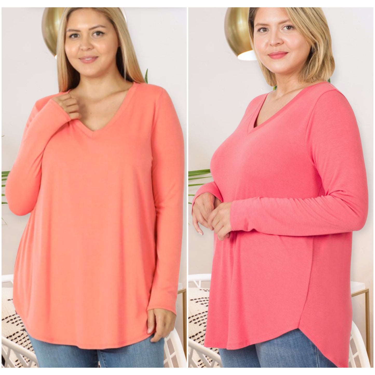 Casually Classy Plus Size Zenana V Neck Relaxed Fit Classic Basic Top-Women’s