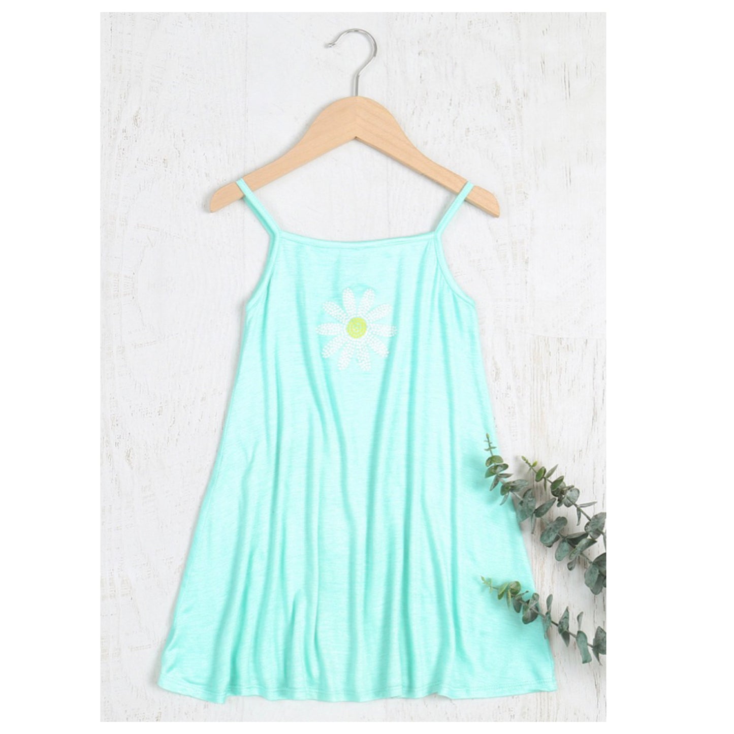 Z. Madison Spaghetti Strap Flower Detail Mint Tank Top