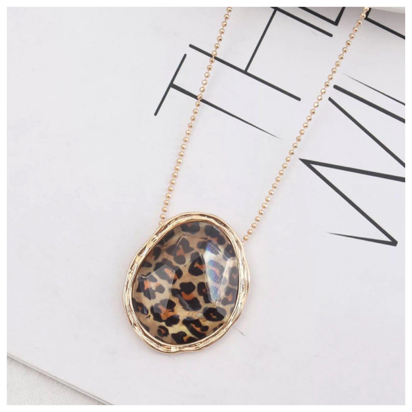 Stunning Puffed Gemstone Gold Necklace