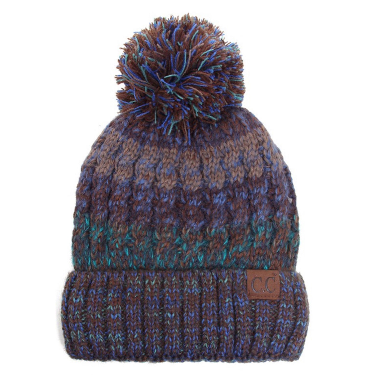 Faux Fur Lined Pepper Knit Pom CC Beanie