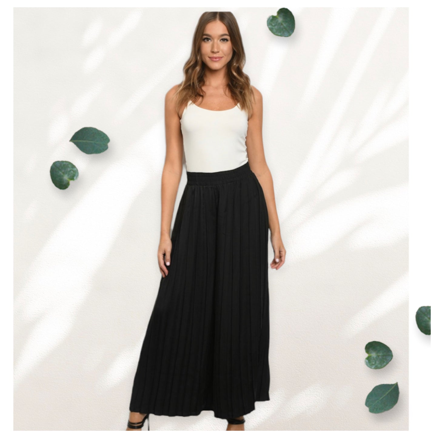 Classy Wide Leg Pleated Black Palazzo Pants!