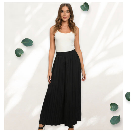 Classy Wide Leg Pleated Black Palazzo Pants!