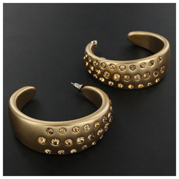 Simply a Must! Thick Hoop Crystal Accent Earrings-8 Colors