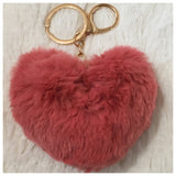 Adorable Heart Puffy Puff Keychain Purse Charm
