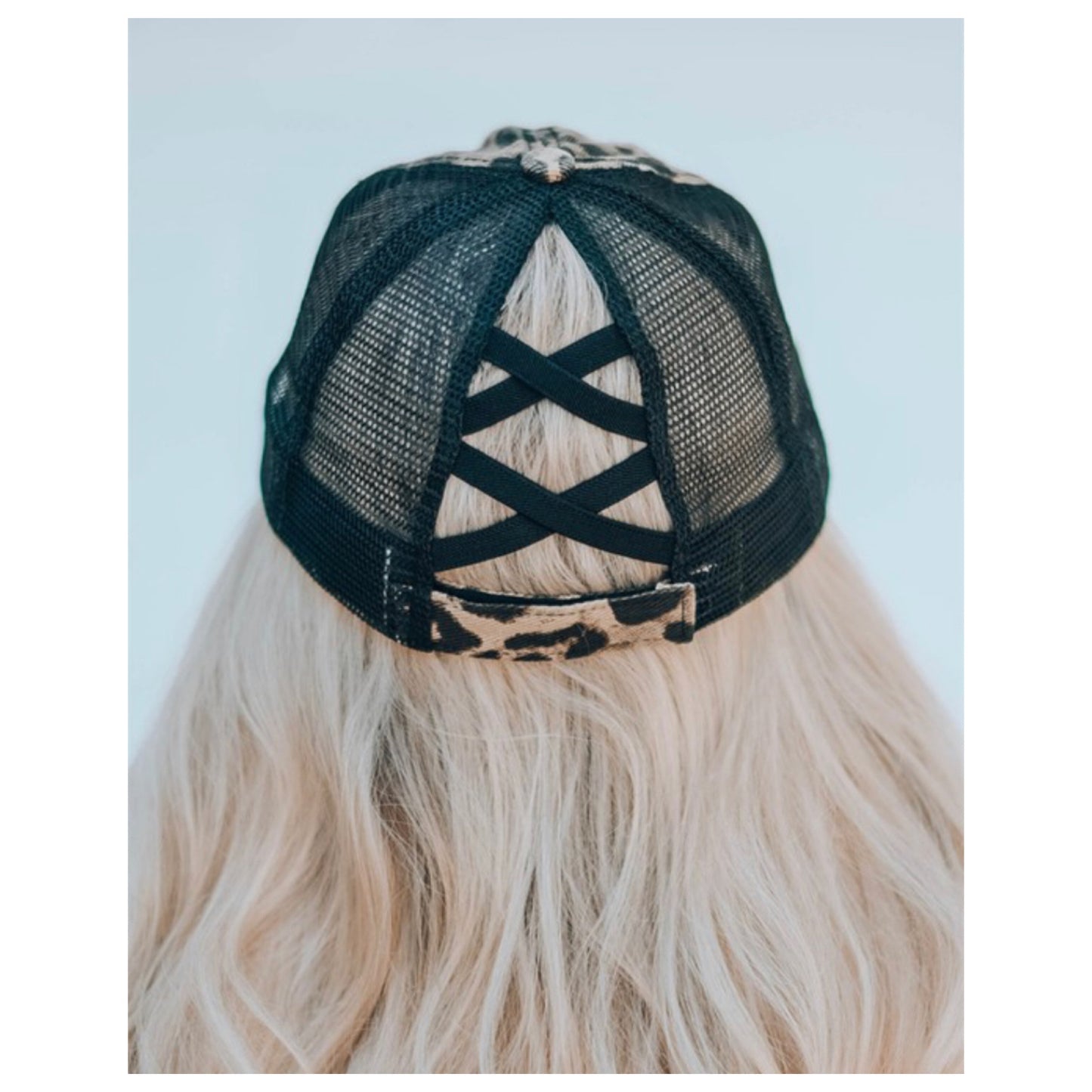Crazy Cute Leopard PonyTail Back Tan Black Ball Cap