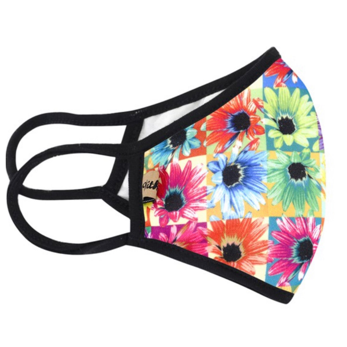 Fashion Face Wear-Color Block Daisies Mask