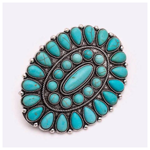 Iconic Turquoise Stone Western Barrette Clip