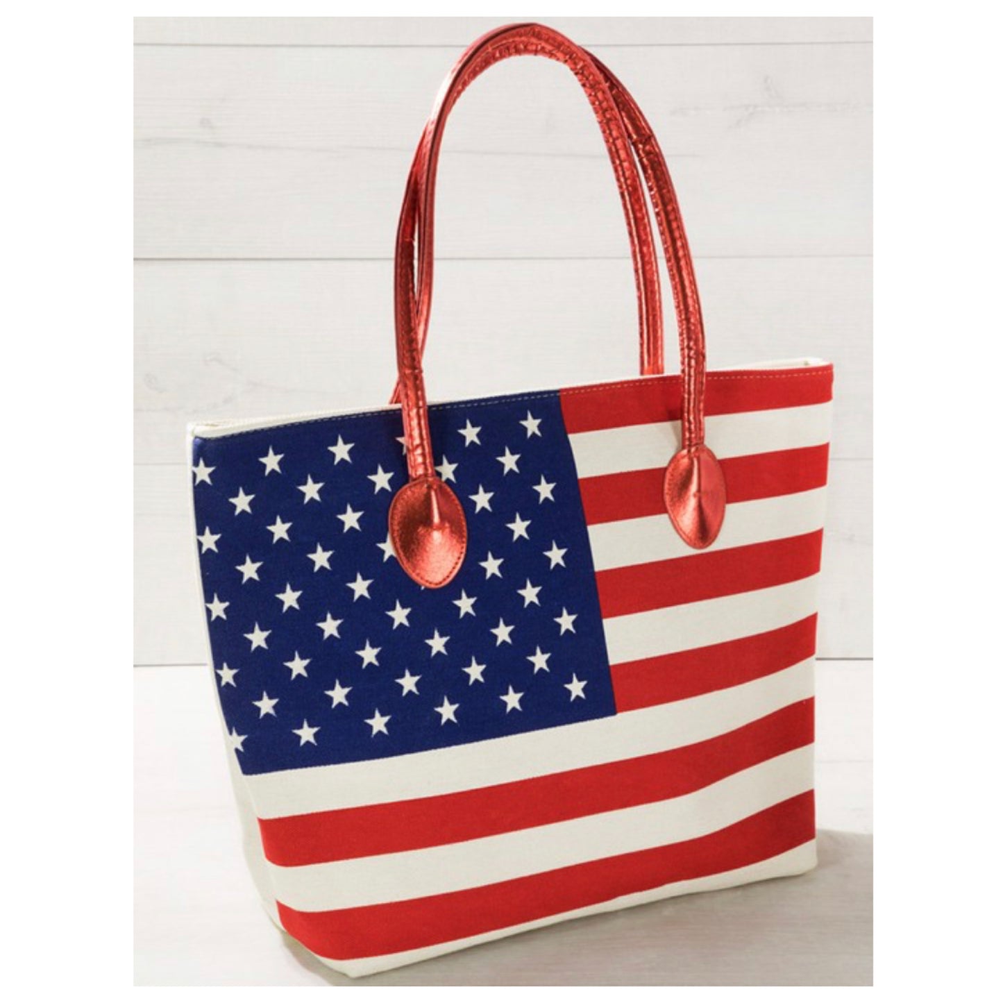 American Pride Stars and Stripes Metallic Straps Tote Bag