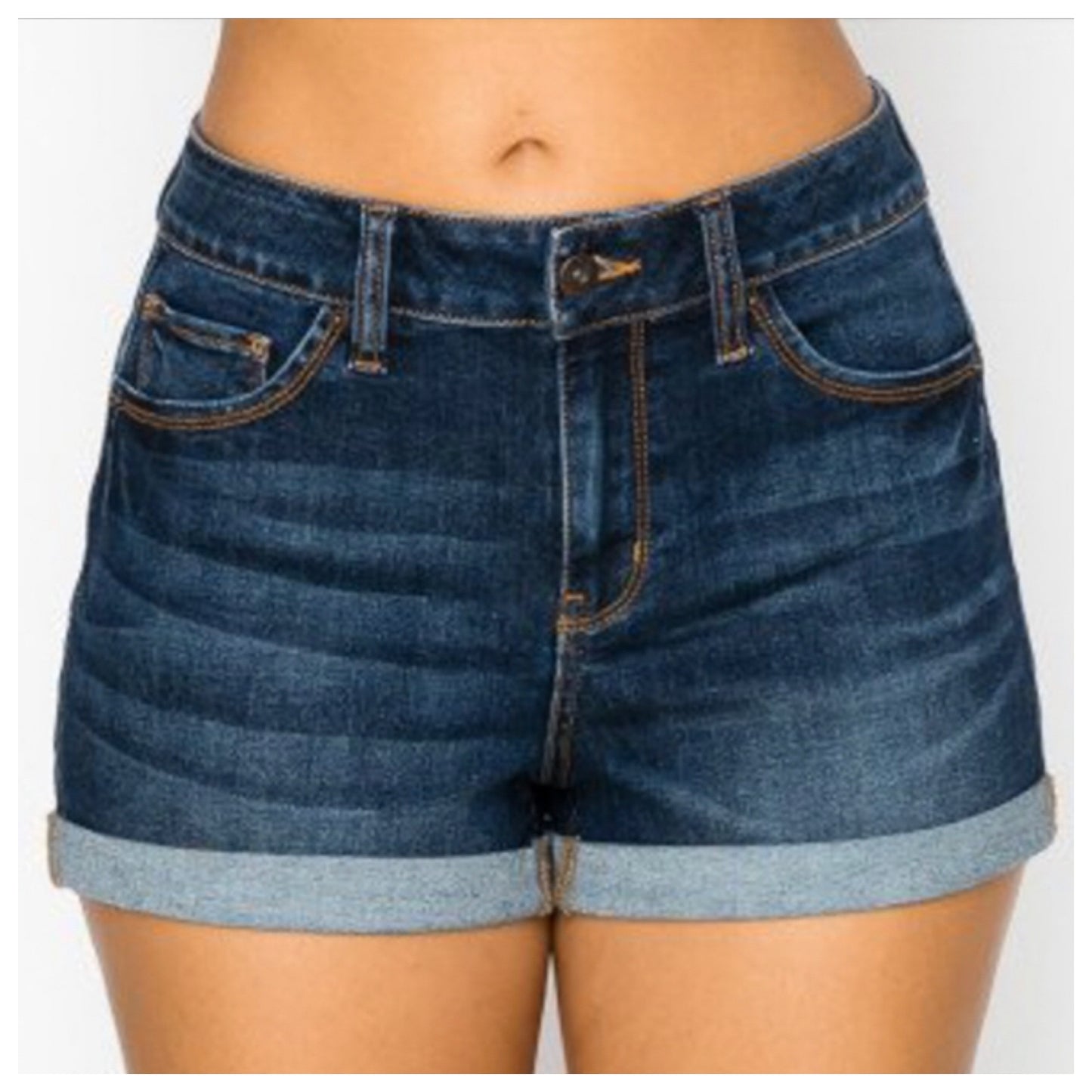 Ashlyn’s Cozy High Waist Dark Denim Shorts